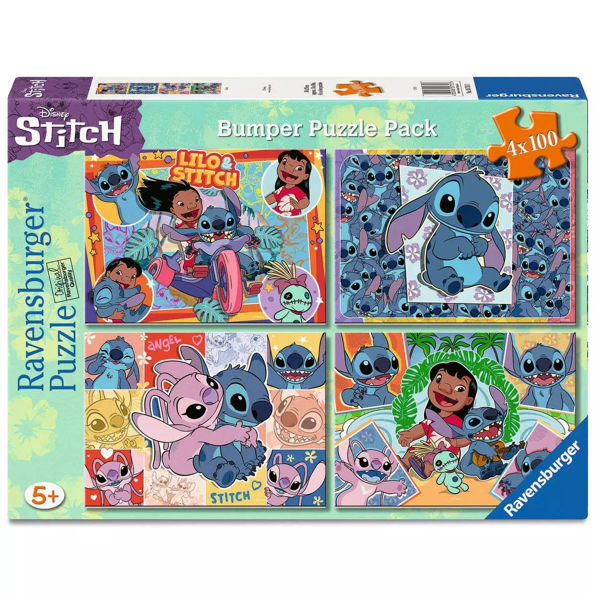 Disney Aloha! Stitch Bumper Puzzle Pack 4x100 Piece Puzzles