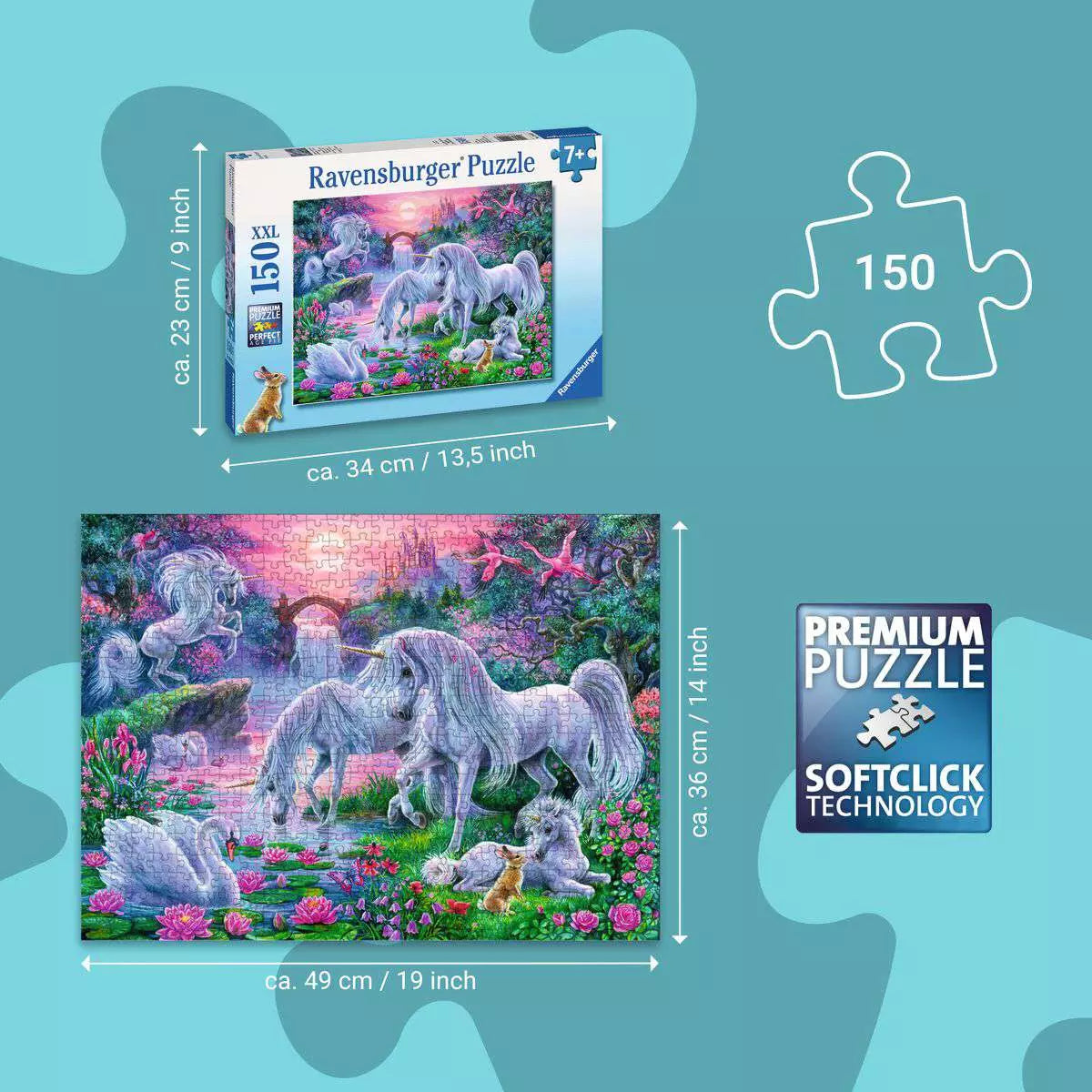 Unicorns in the Sunset Glow 150 Piece Puzzle