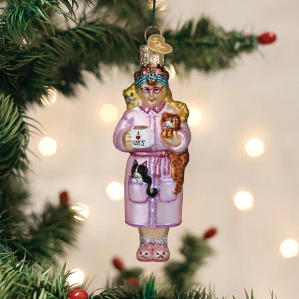Old World Christmas Cat Lady Ornament