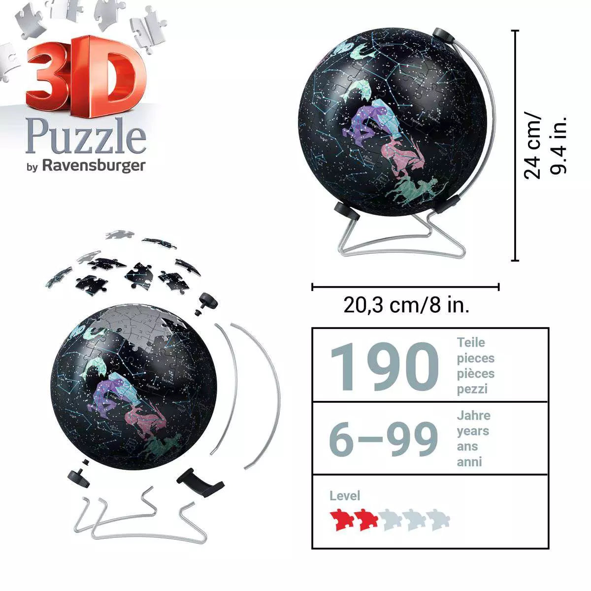 Glow-in-the-Dark Star Globe 180 Piece 3D Puzzle