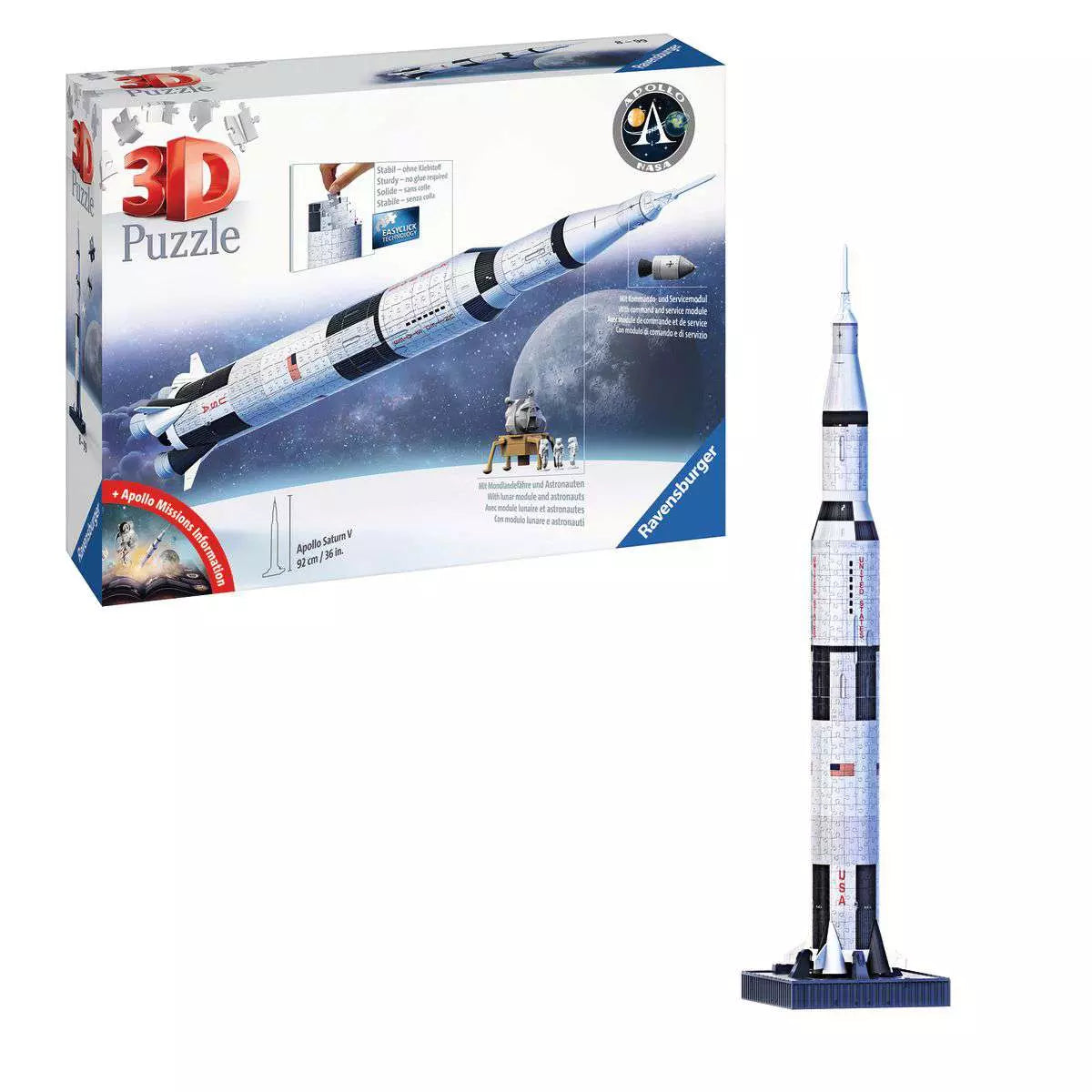 RAV Apollo Saturn V Rocket 440 Piece 3D Puzzle
