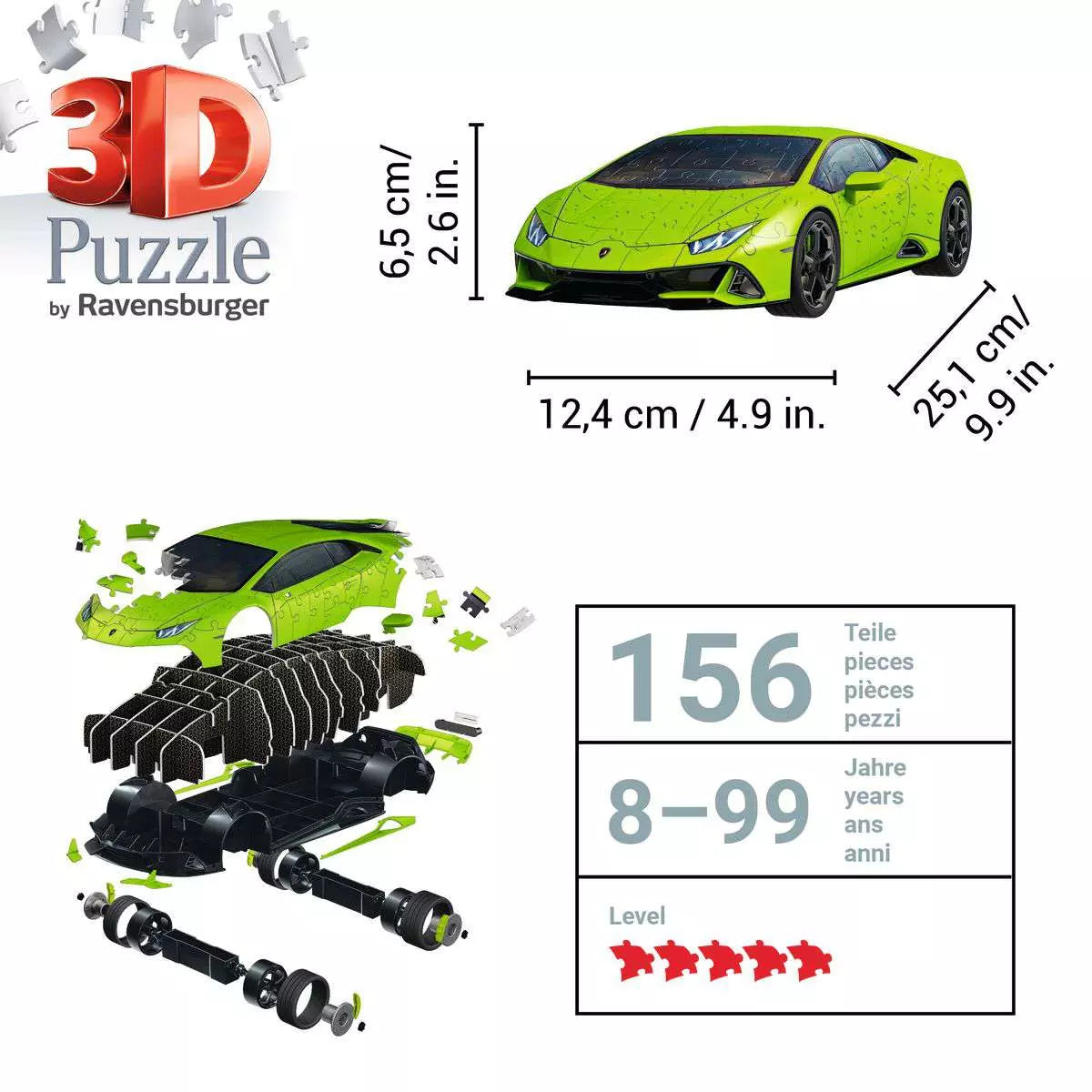 Lamborghini Huracán EVO Verde 156 Piece 3D Puzzle