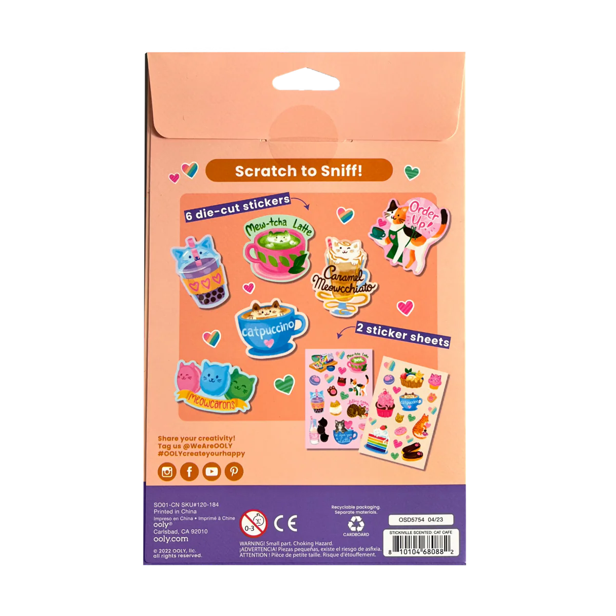 ooly Cat Cafe Chocolate Scented Stickers