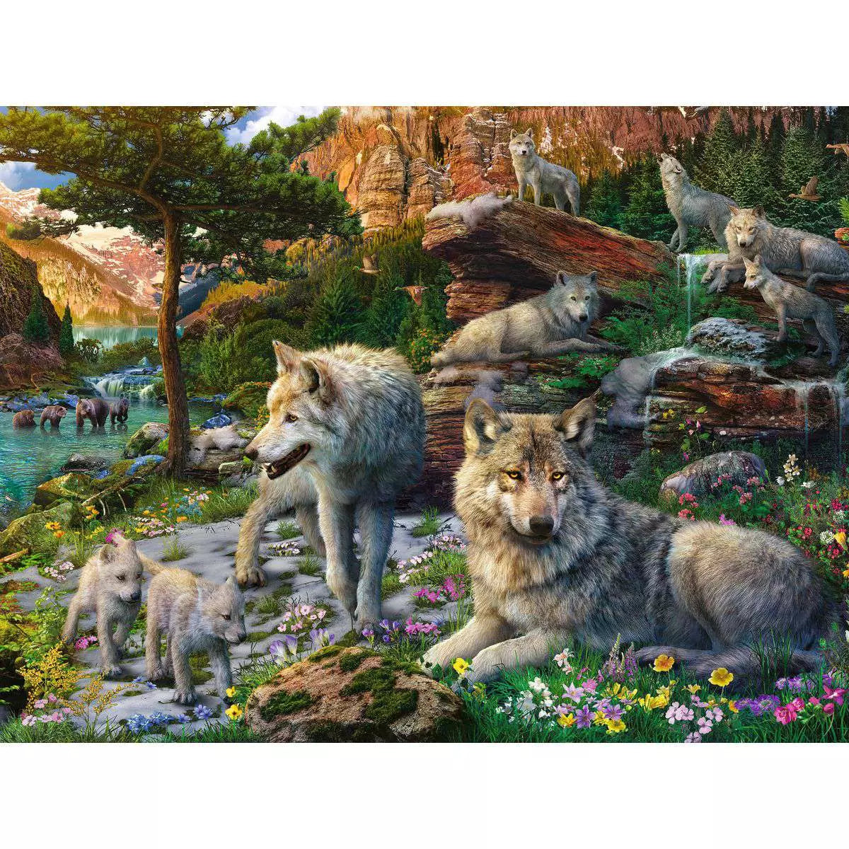 Wolves in Spring 1500 Piece Puzzle