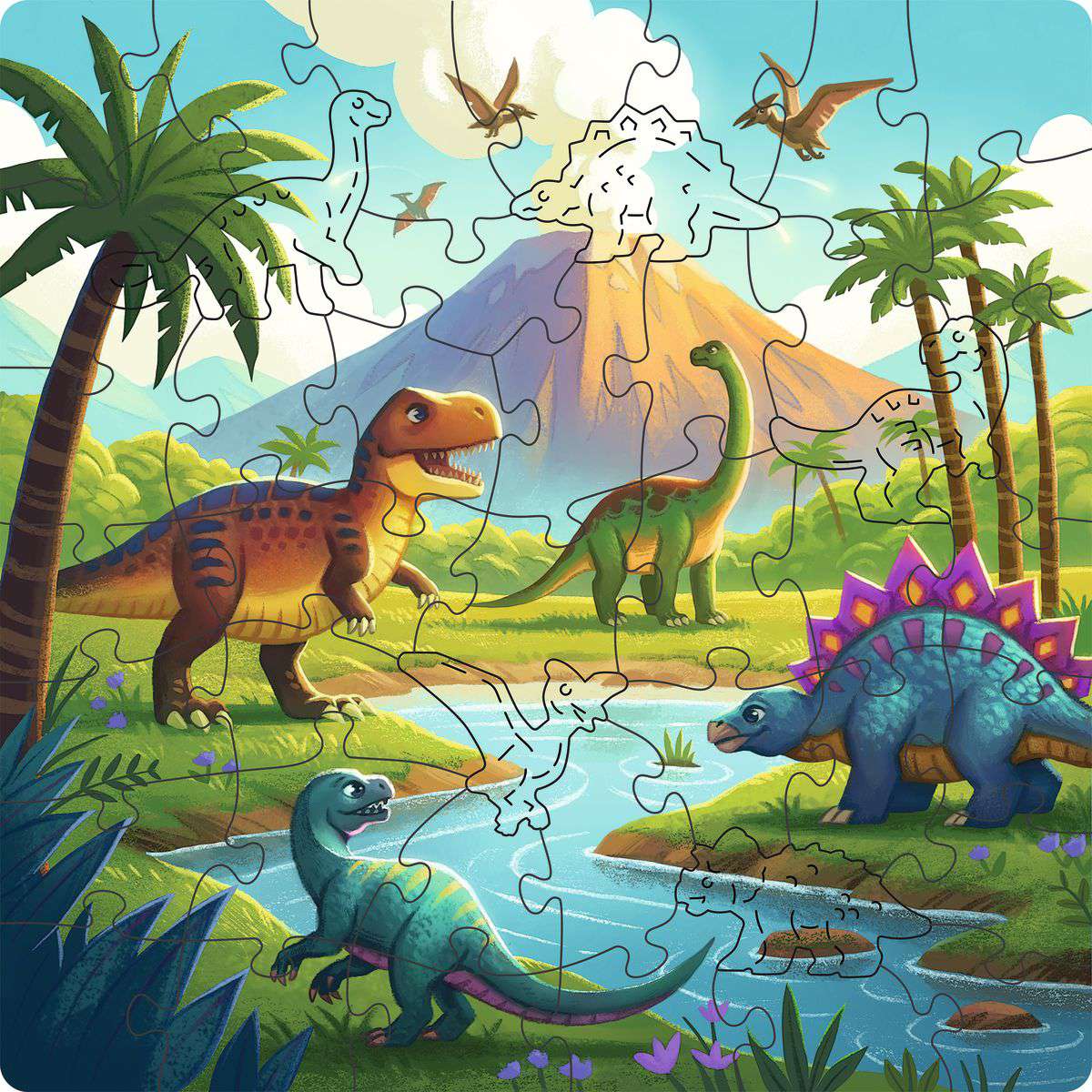 Dinosaurs 44 Piece Wooden Puzzle
