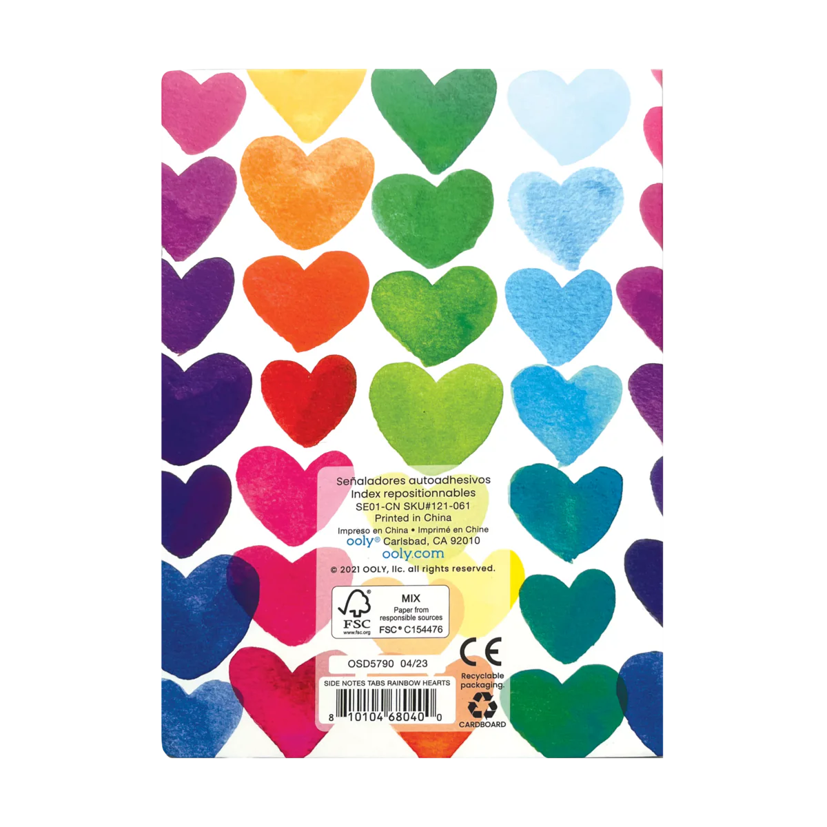 ooly Side Notes Rainbow Hearts Sticky Tab Note Pad