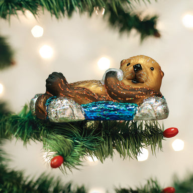 Old World Christmas Floating Sea Otter Clip On Ornament    