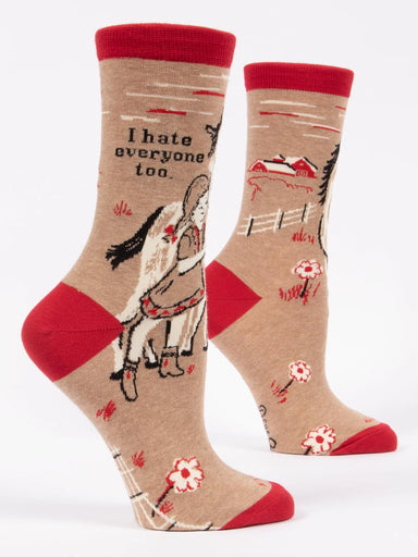 Blue Q Women's Crew Socks - I Hate Everyone Too