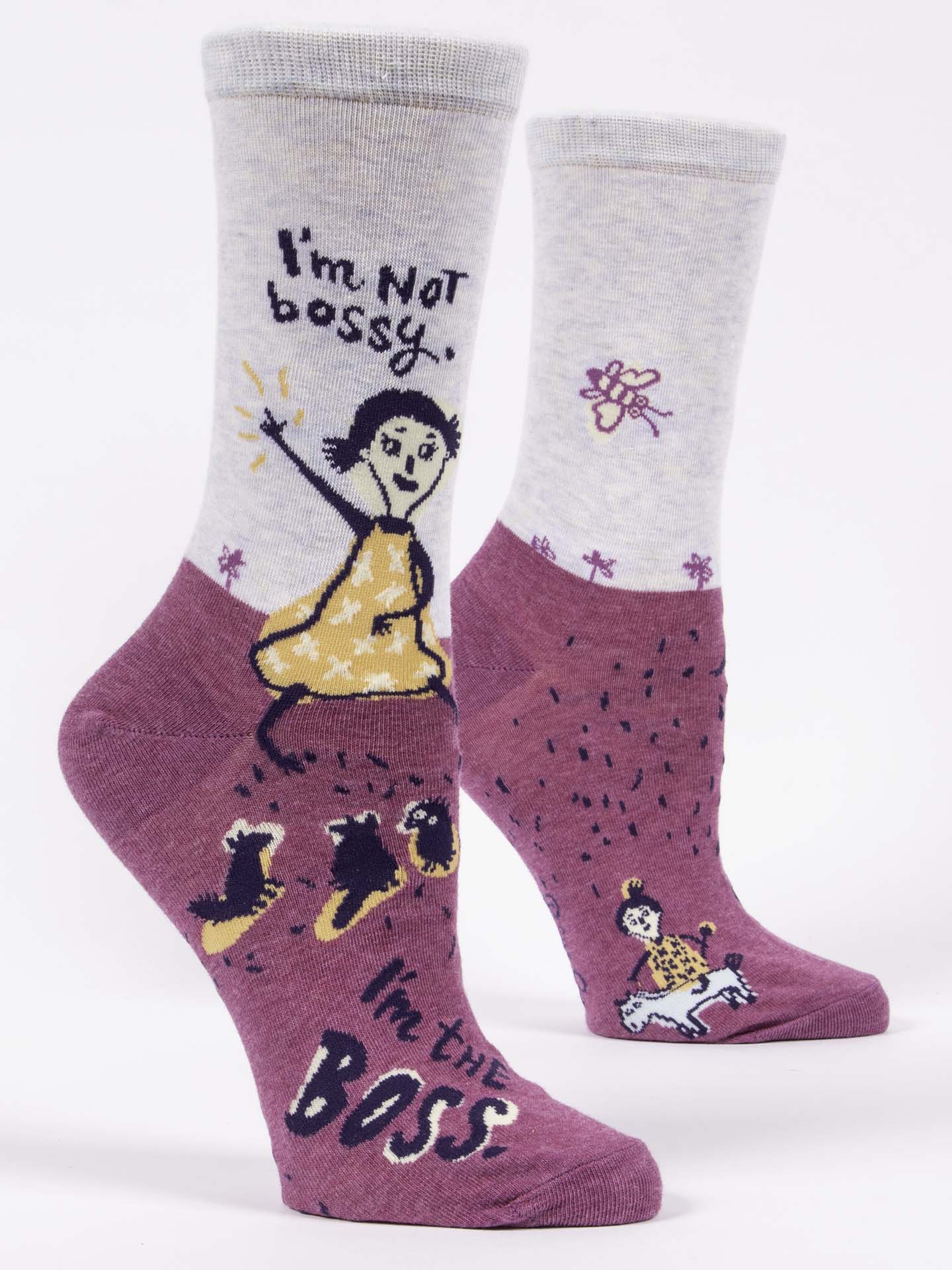 Blue Q Womens Crew Sock I'm not Bossy. I'm The Boss
