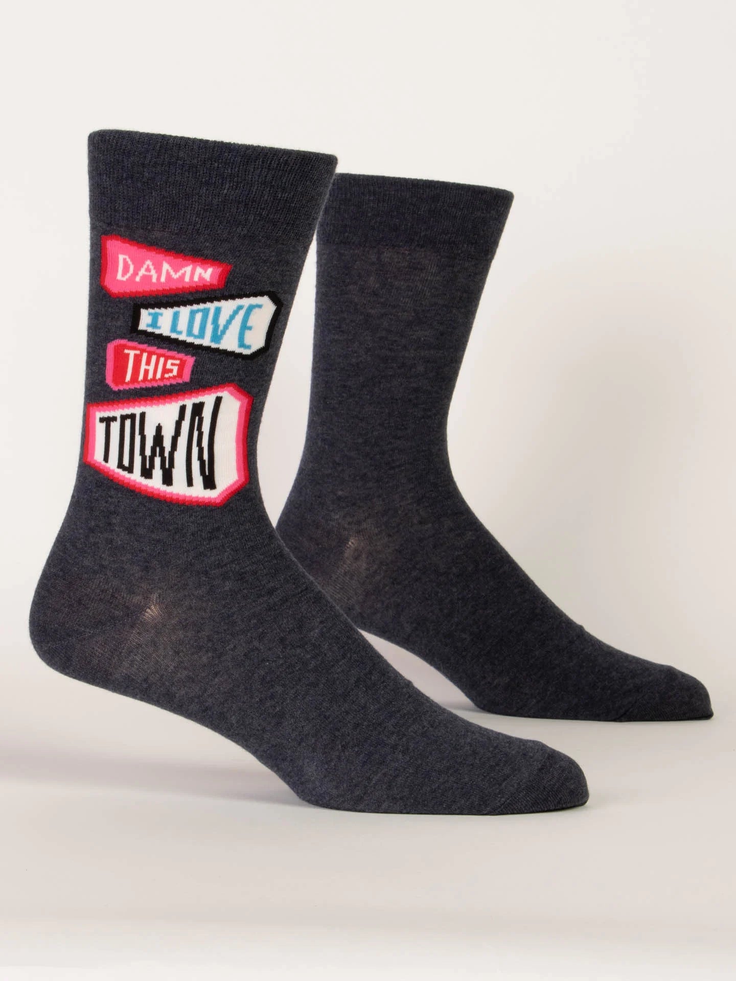 Blue Q Mens Crew Socks - Damn I Love This Town