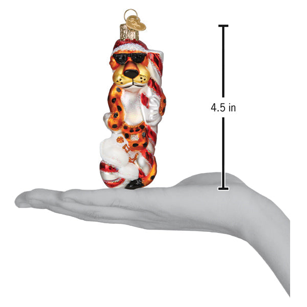 Old World Christmas Chester Cheetah on Candy Cane Ornament    