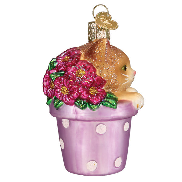 Old World Christmas Kitten in Flower Pot    