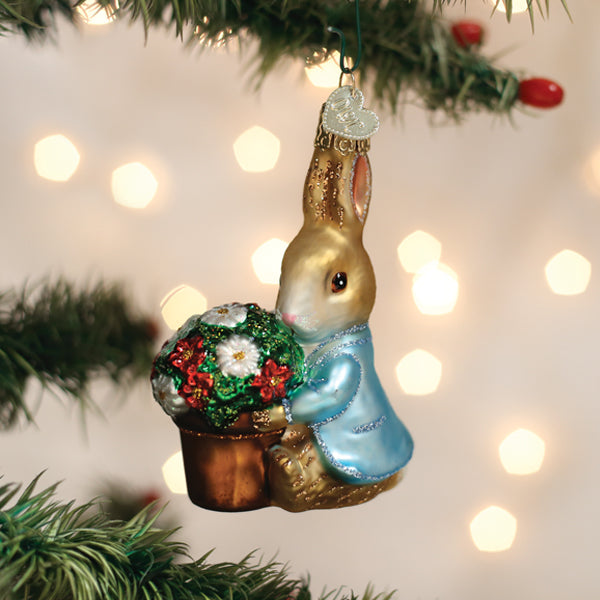 Old World Christmas Beatrix Potter Peter Rabbit With Flower Pot Ornament
