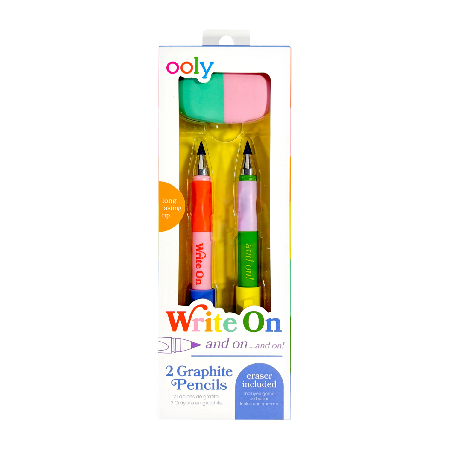 OOLY Write On Graphite Pencils and Eraser - Set of 2