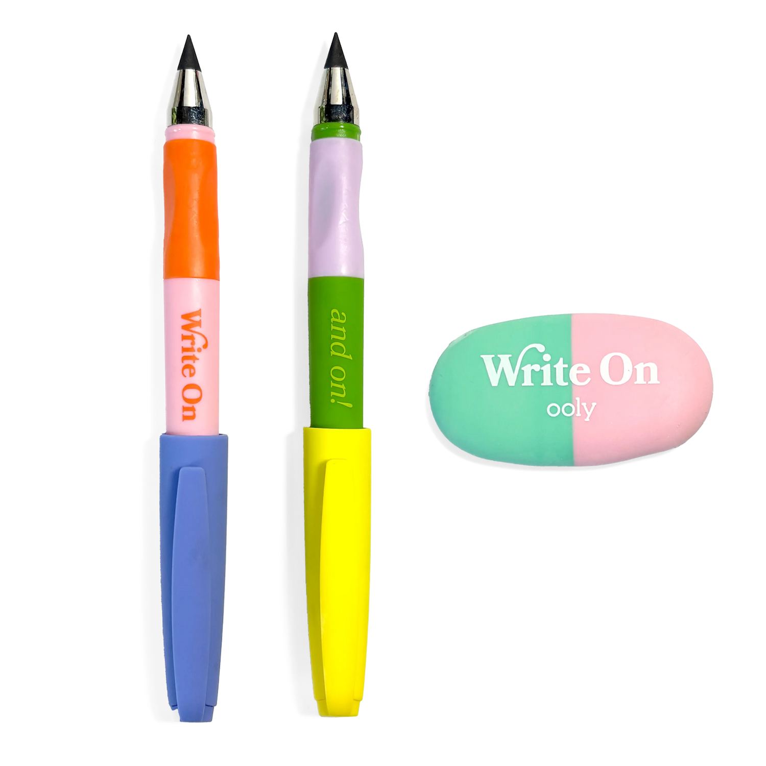 OOLY Write On Graphite Pencils and Eraser - Set of 2