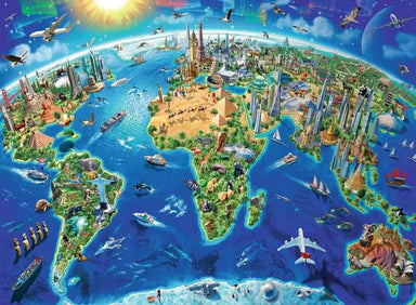 World Landmarks Map 300 Piece Puzzle
