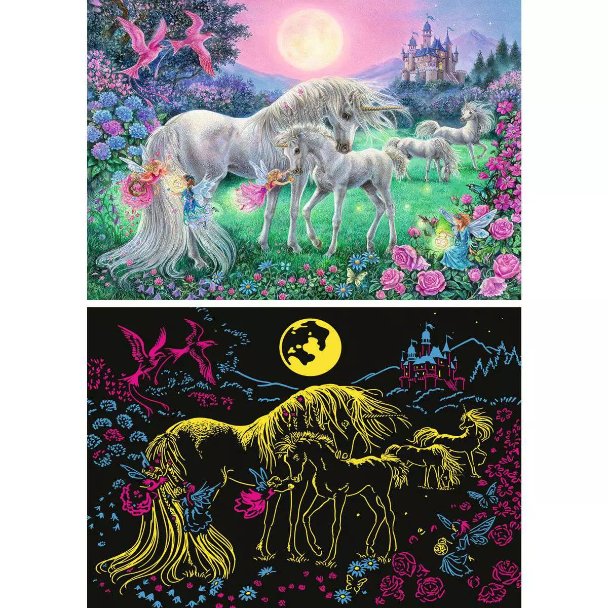 RAV Unicorns In The Moonlight 100 Piece XXL Glow In The Dark Puzzle