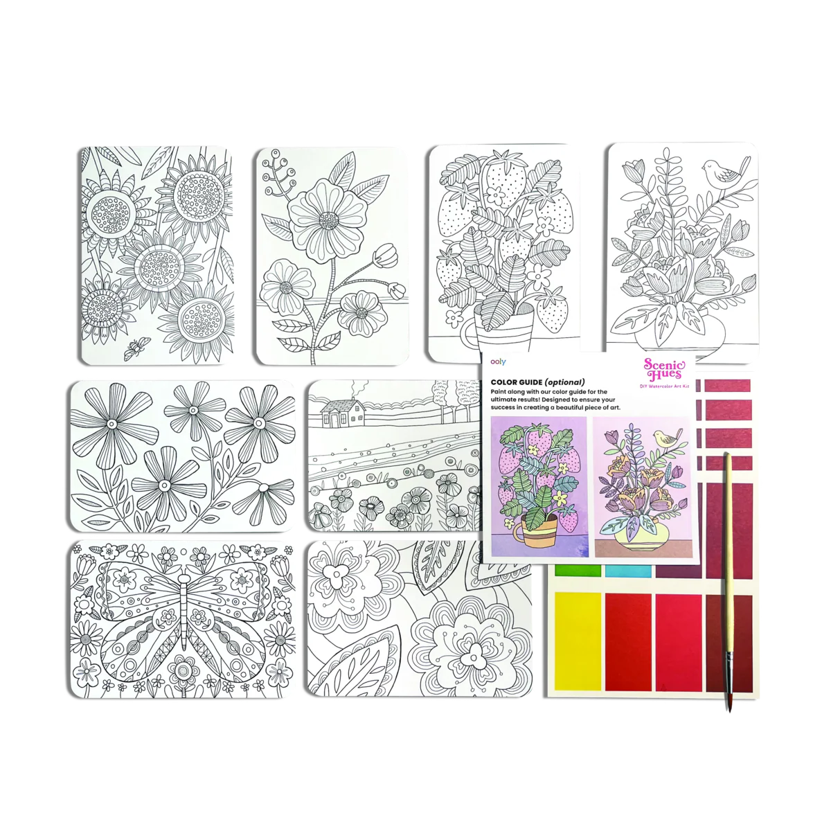 ooly Flowers & Gardens Scenic Hues Watercolor Art Kit