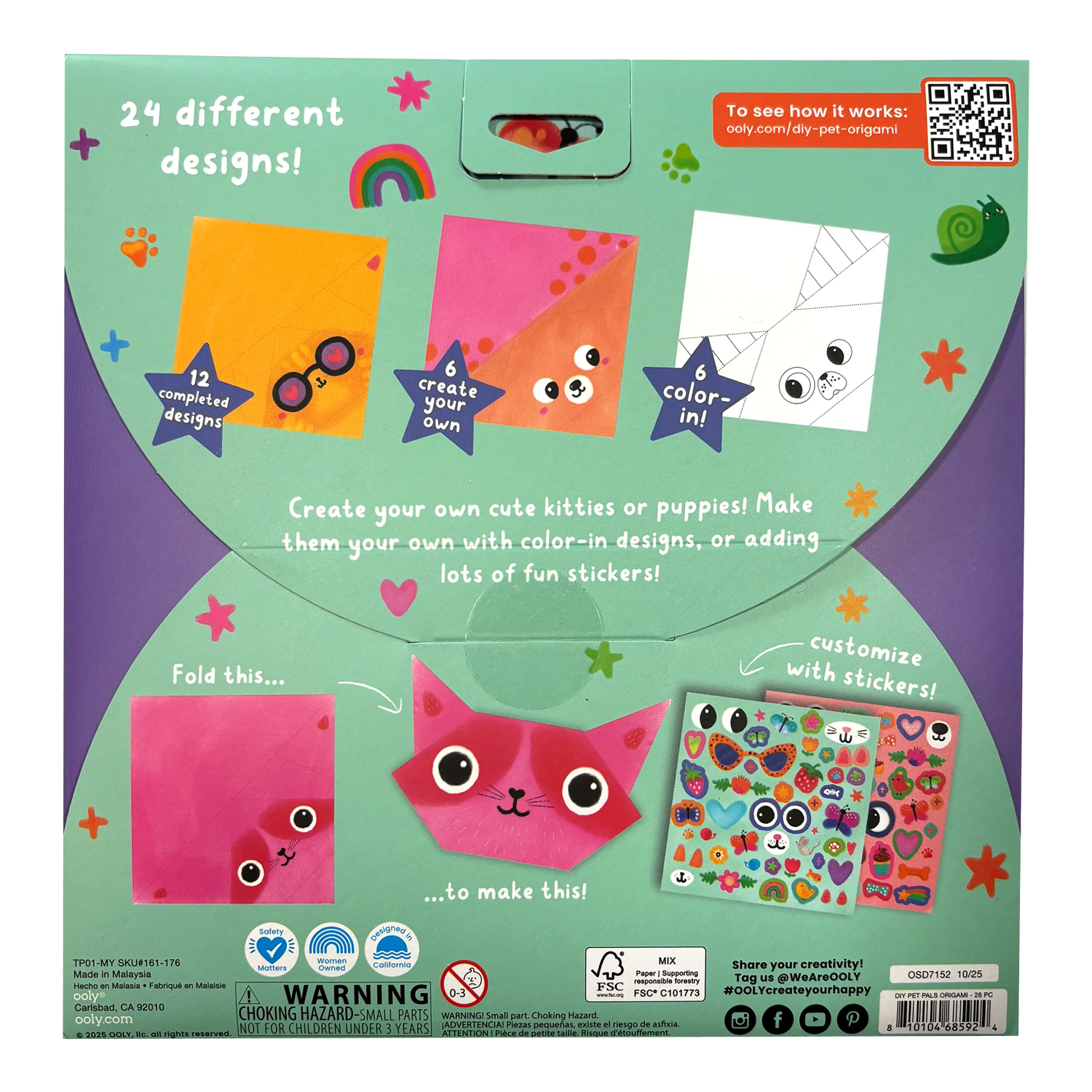 OOLY DIY Pet Pals Origami Activity Kit - 24 Designs
