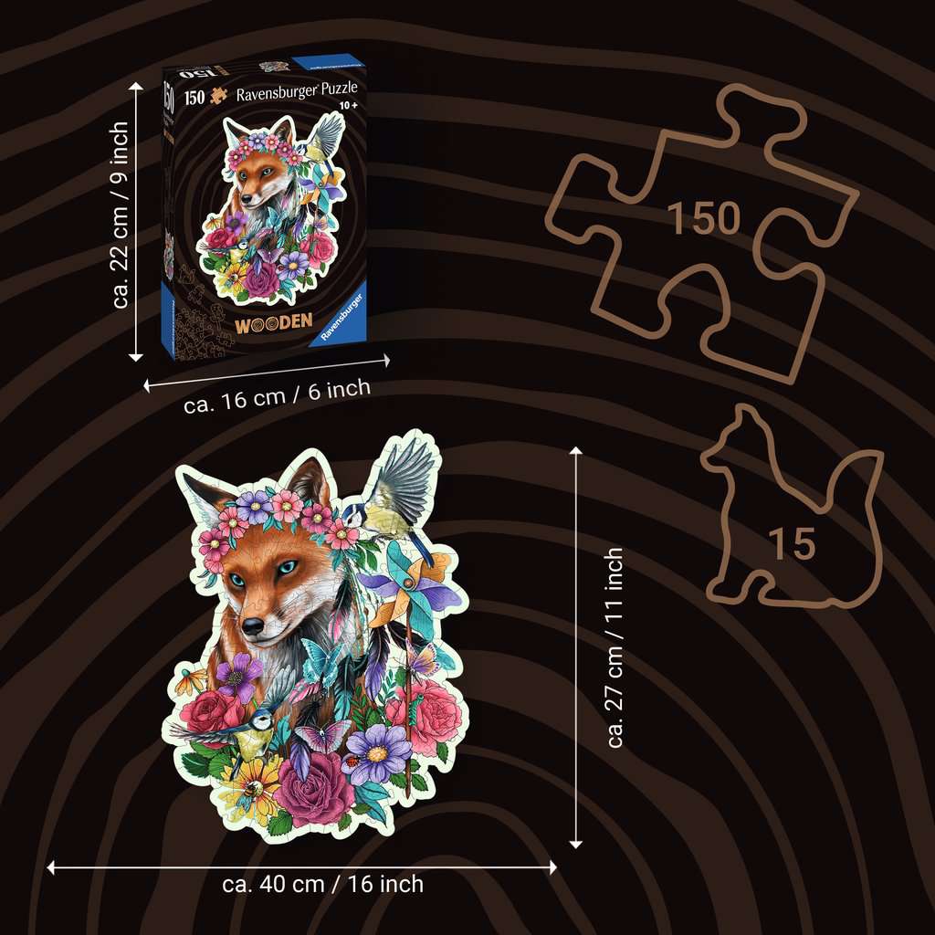 Wooden Puzzles: Colorful Fox 150 Piece Puzzle