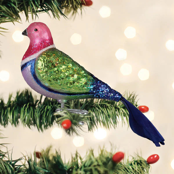 Old World Christmas Pink Fruit Dove Ornament