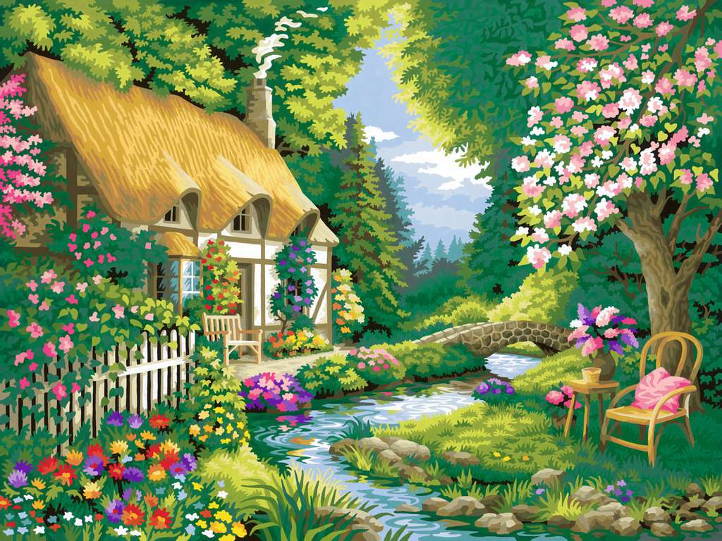 CreArt River Cottage Paint By Number Kit    