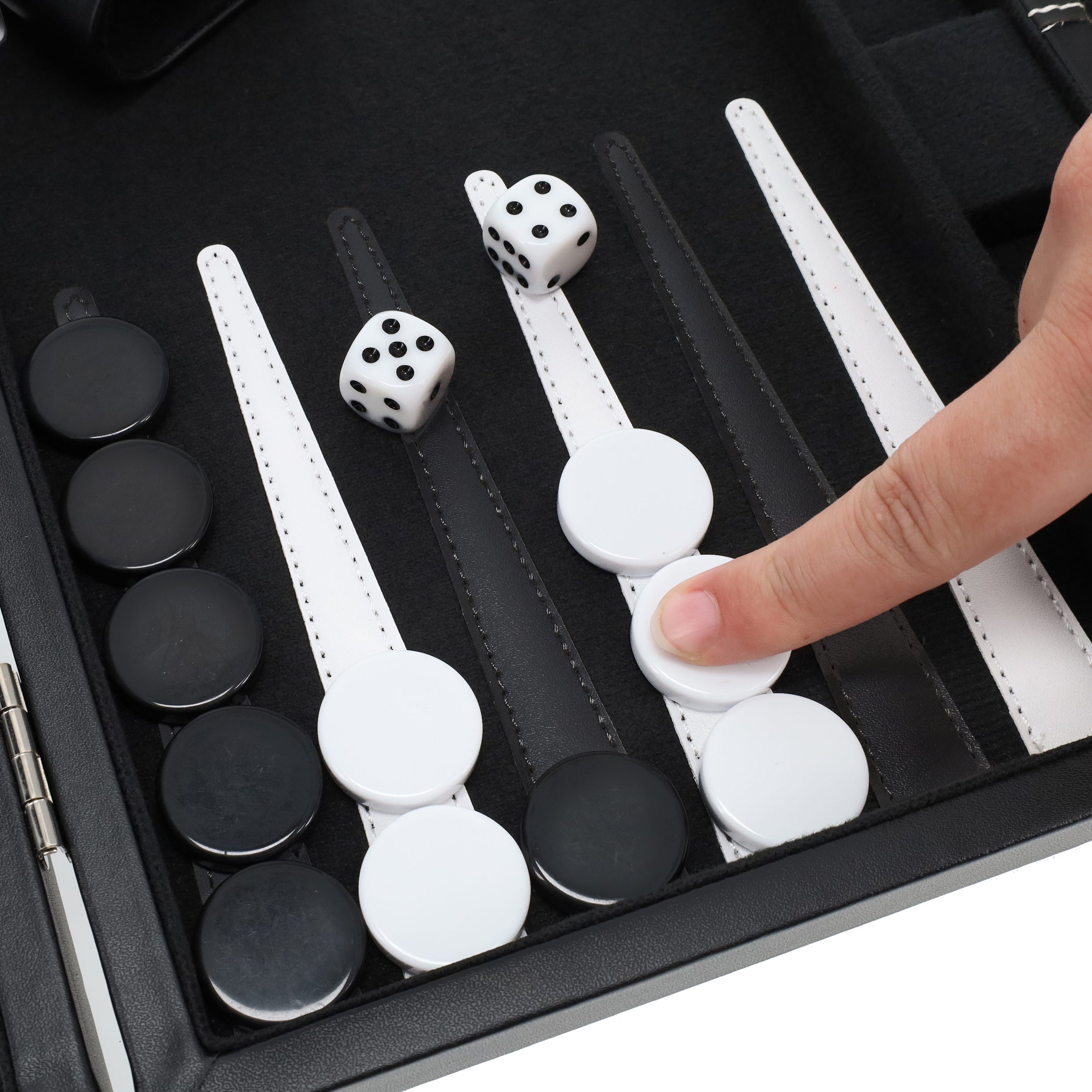 Black Stripe 15" Leatherette Backgammon Set