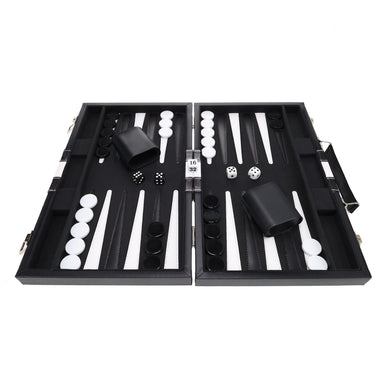 Black Stripe 15" Leatherette Backgammon Set