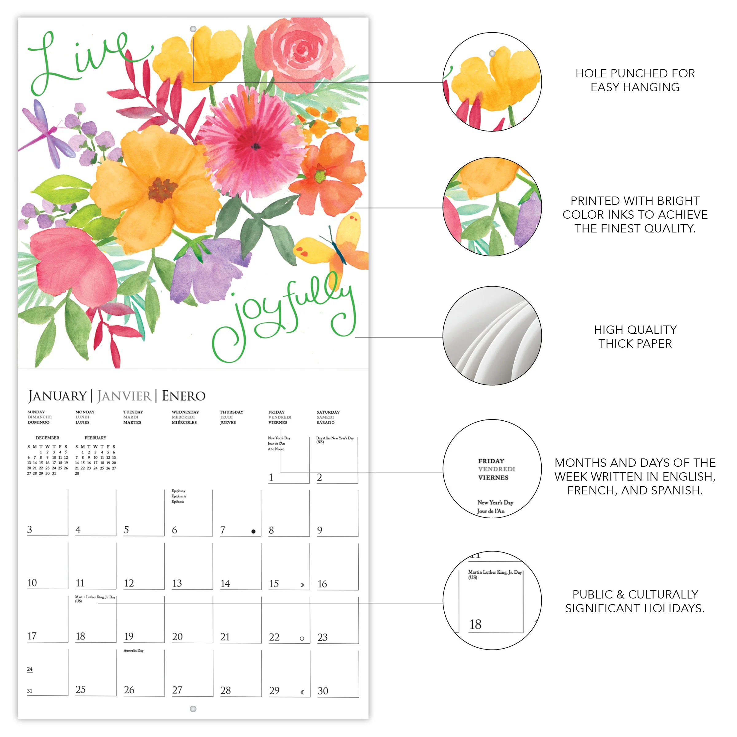 GRPH Live, Love, Laugh 2027 Wall Calendar