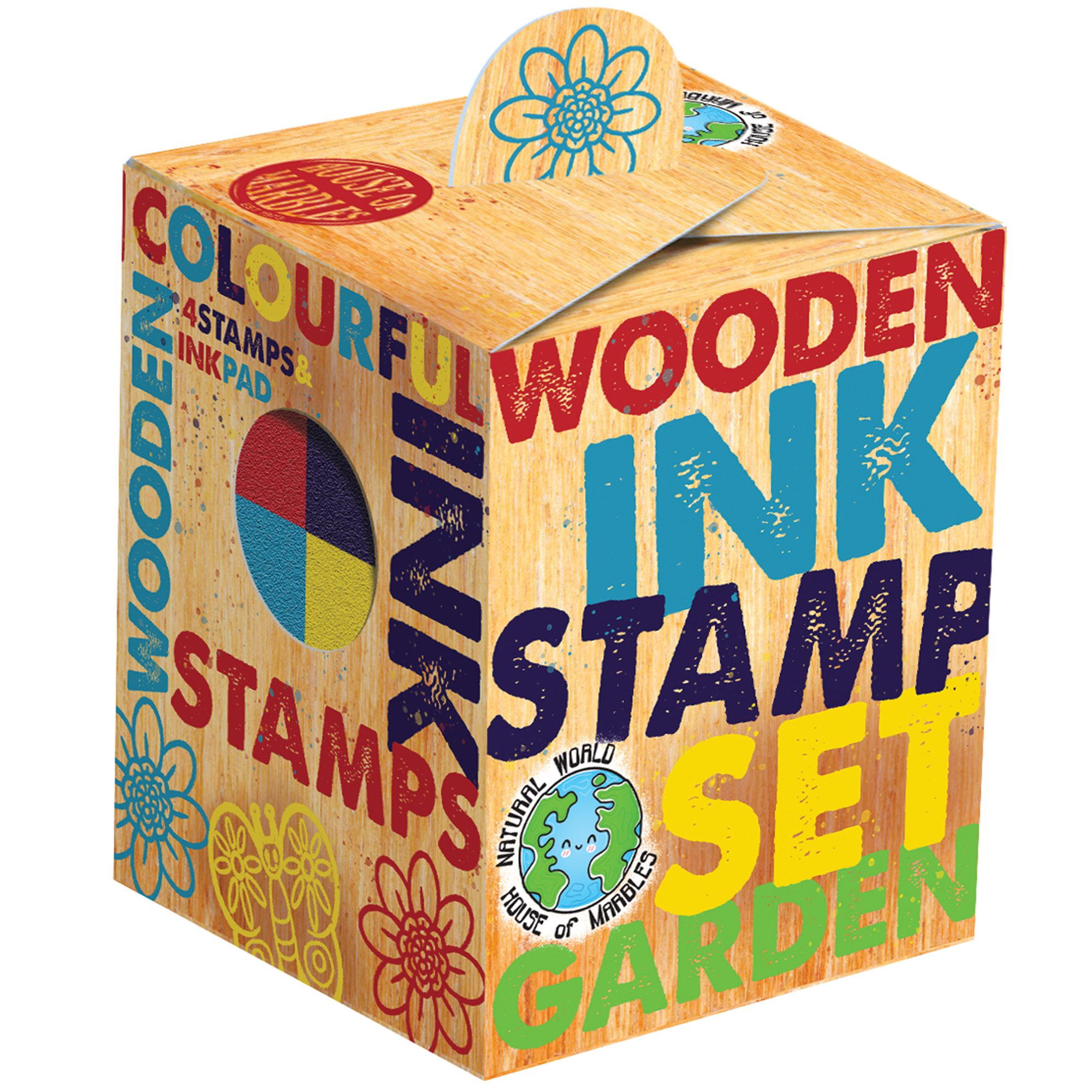 Wooden Ink Stamp Set - Garden