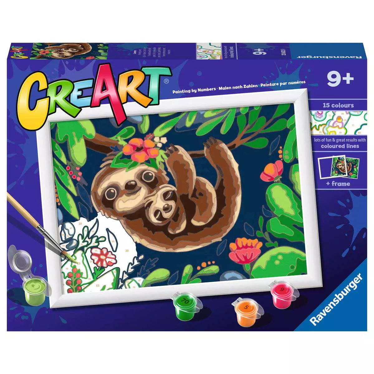 CreArt Sweet Sloths Paint-by-Number Kit