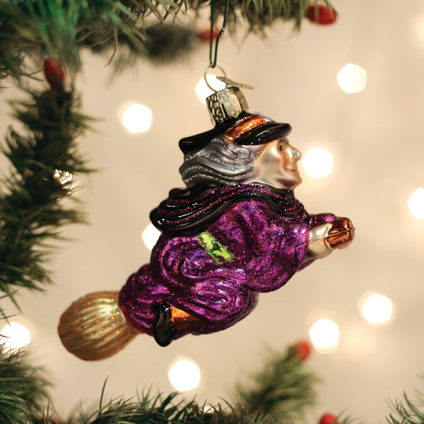 Old World Christmas Witch on Broomstick Ornament    