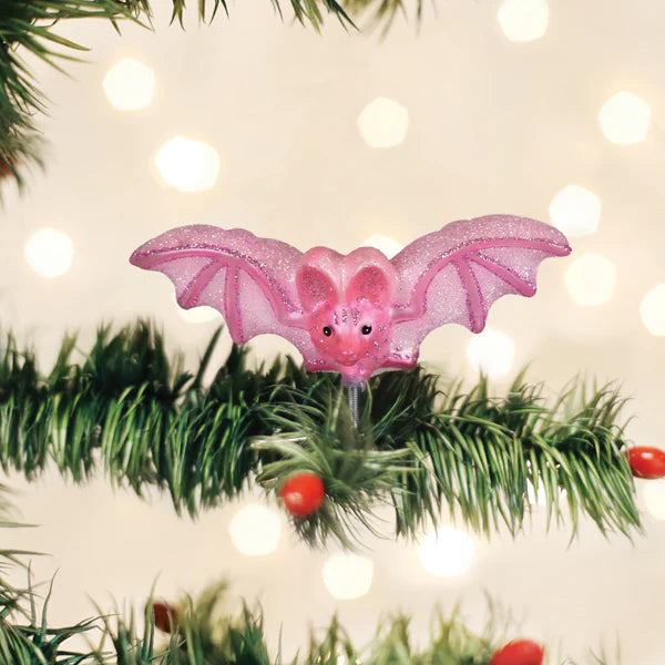 Old World Christmas Shimmering Pink Bat Ornament