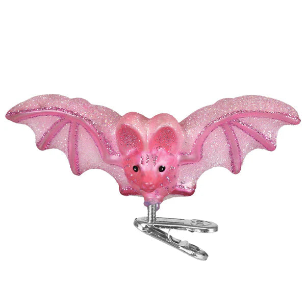 Old World Christmas Shimmering Pink Bat Ornament