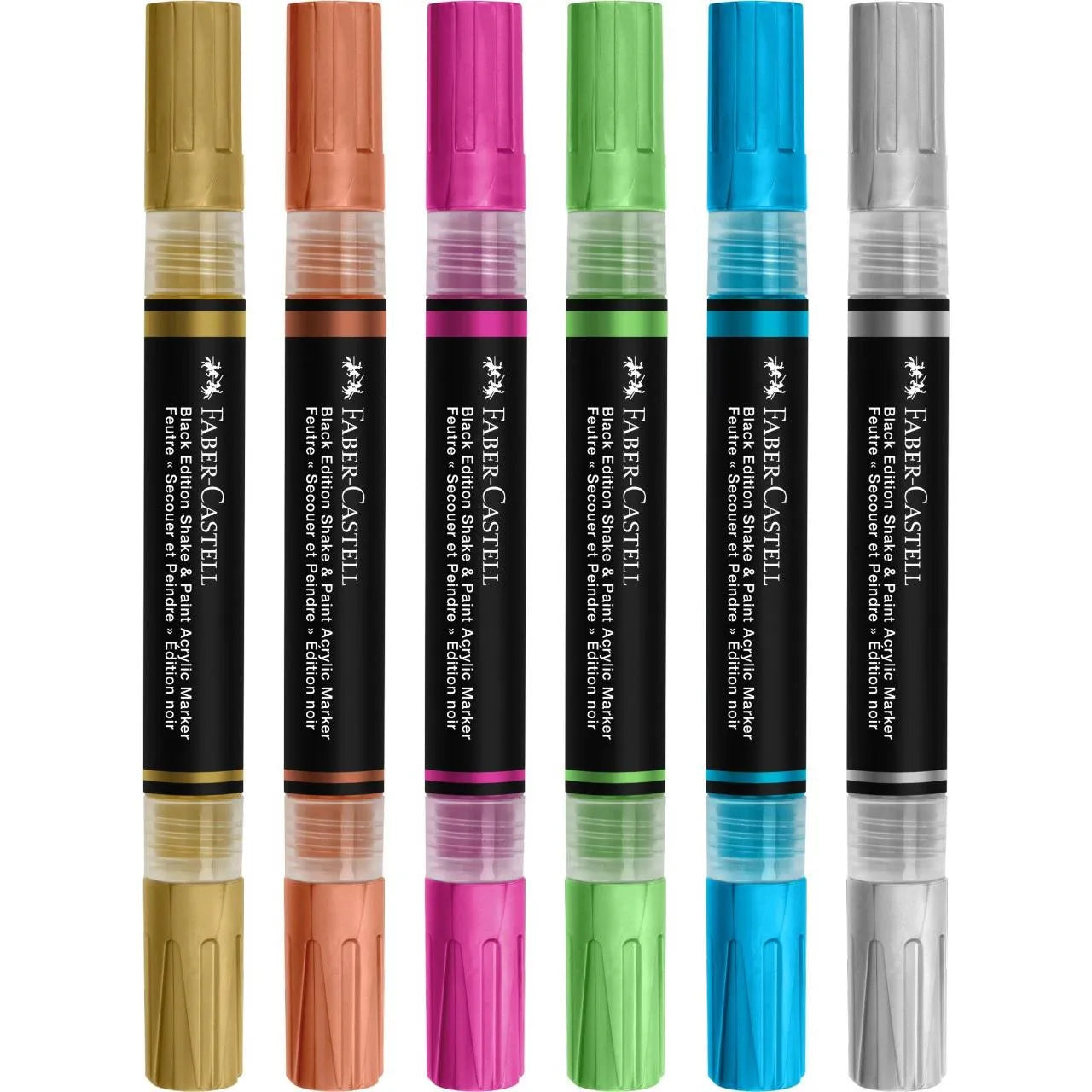 Faber-Castell Black Edition Metallic Shake & Paint Acrylic Markers set of 6