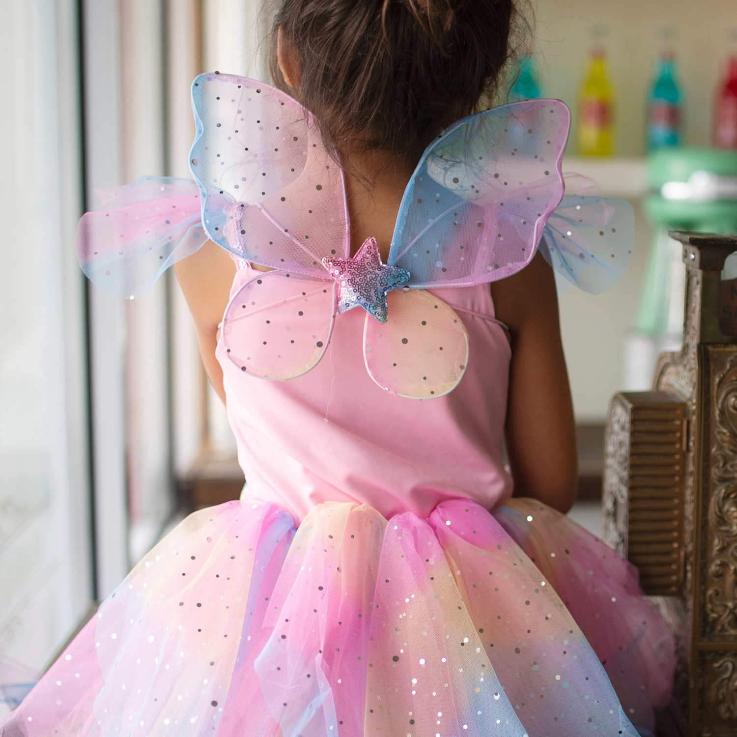 Rainbow Fairy Dress & Wings - Size 5-6