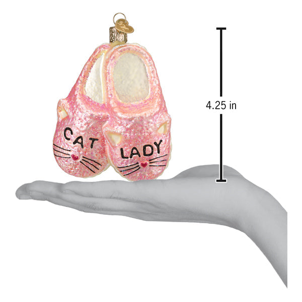 Old World Christmas Cat Lady Slippers Ornament