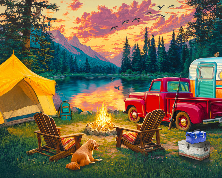 Camping at the Lake 1000 Piece Puzzle