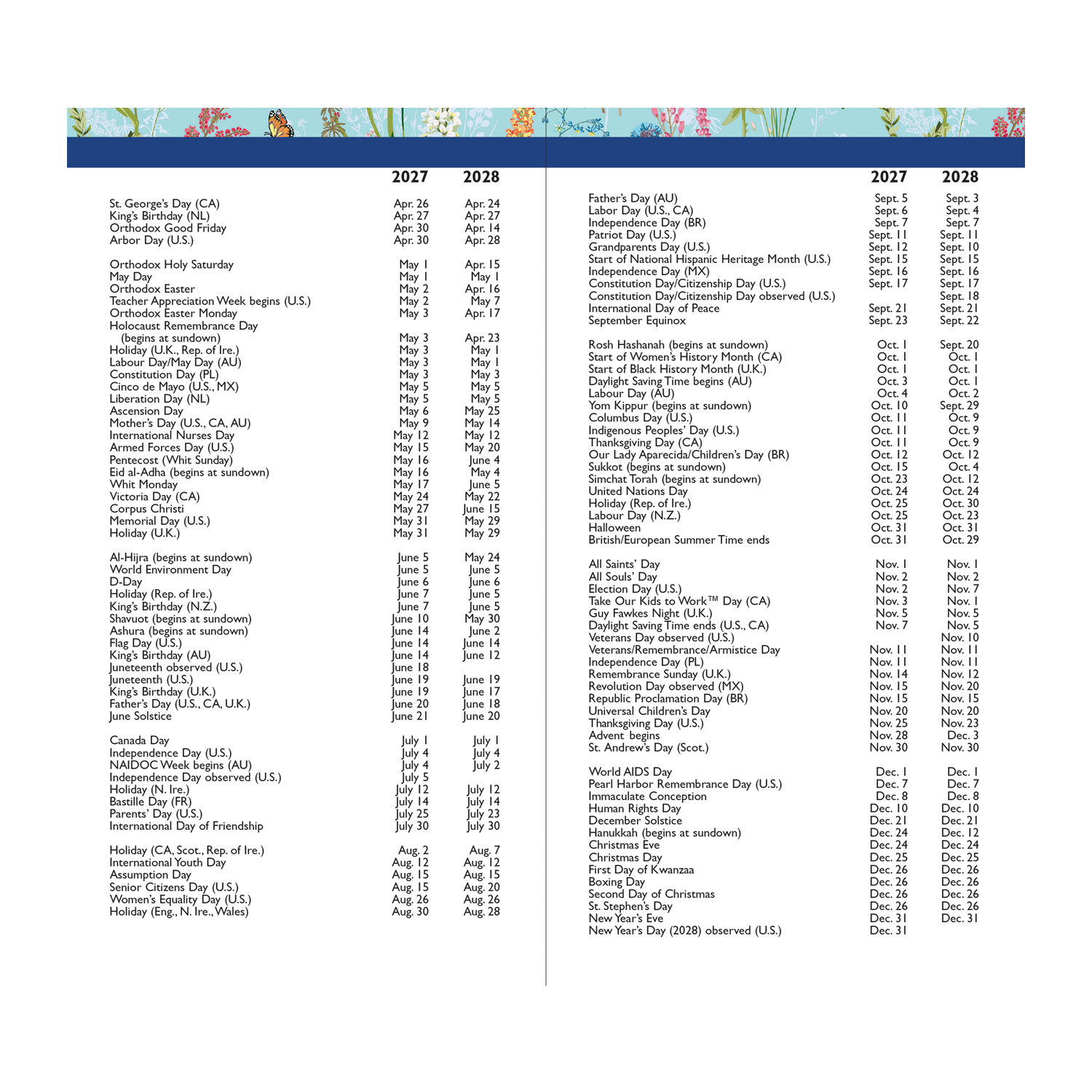 PTR 2027-28 Blooms & Butterflies 2-Year Pocket Planner