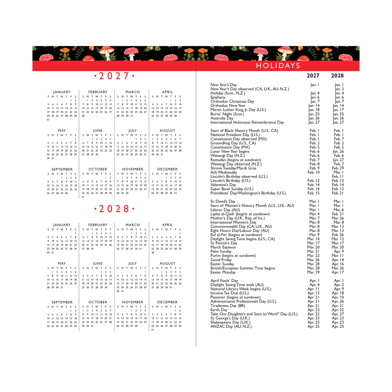 PTR 2027-28 Mushrooms 2-Year Pocket Planner