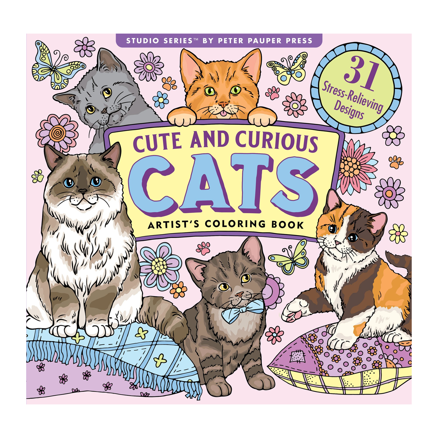 PTR Cute and Curious Cats Adult Coloring Book