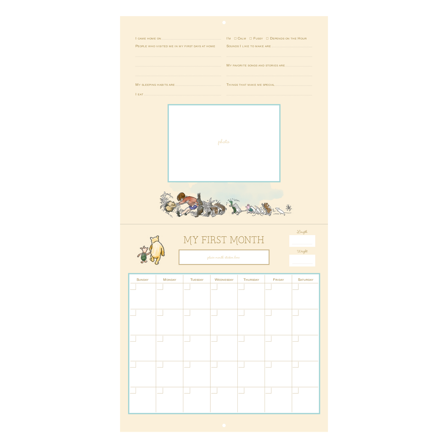 PTR Winnie-the-Pooh First Year Calendar