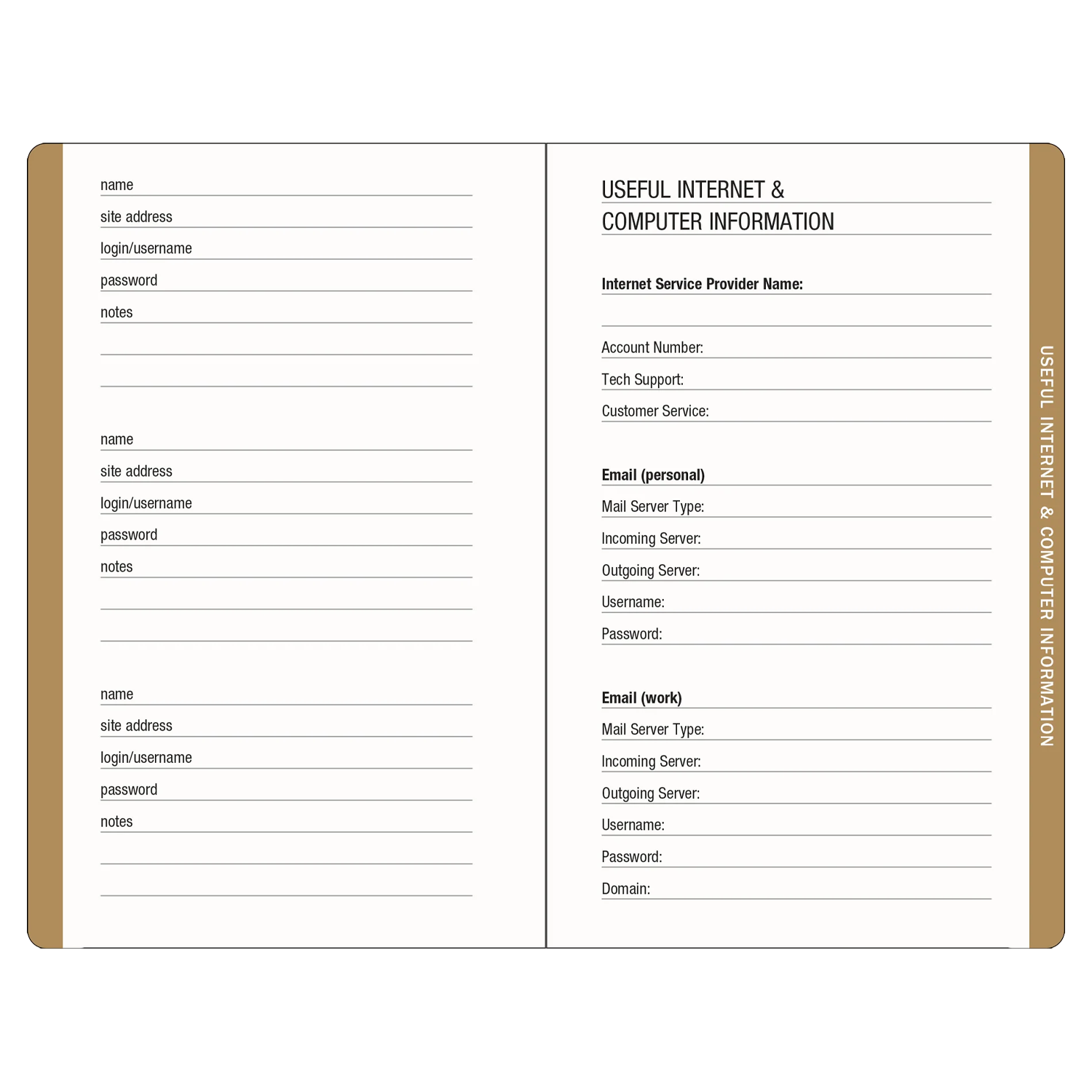 PTR Internet Address & Password Logbook - Cosmos