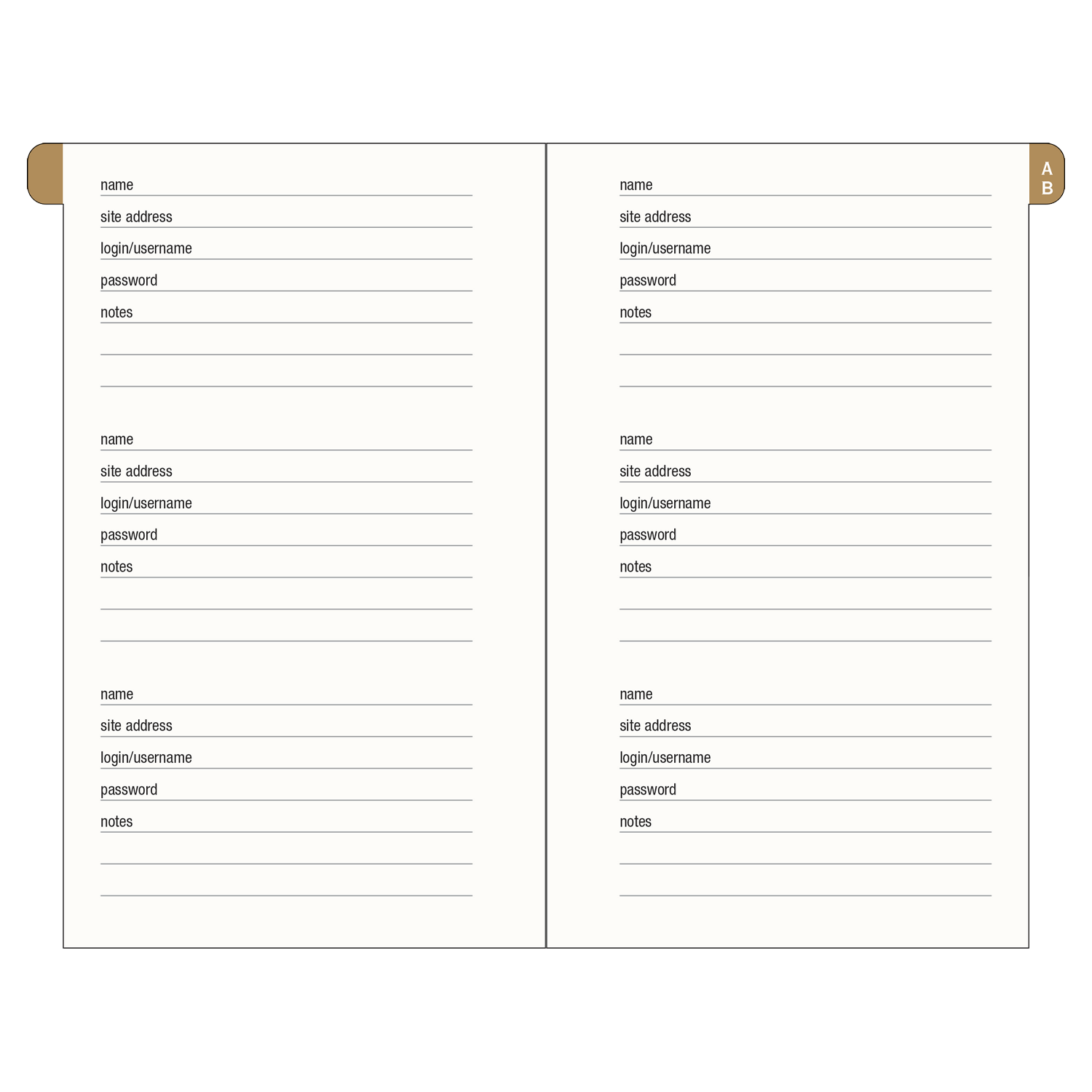 PTR Internet Address & Password Logbook - Cosmos