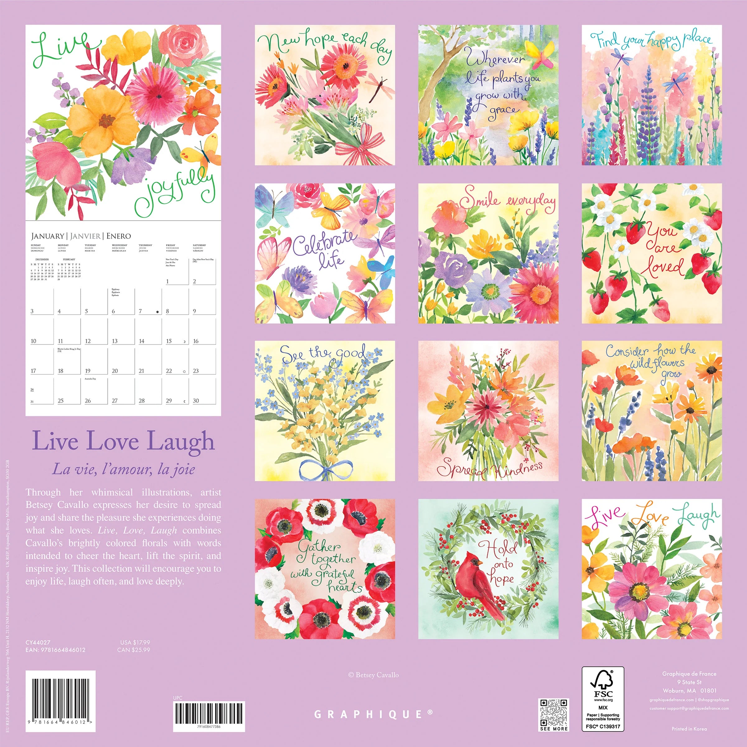 GRPH Live, Love, Laugh 2027 Wall Calendar