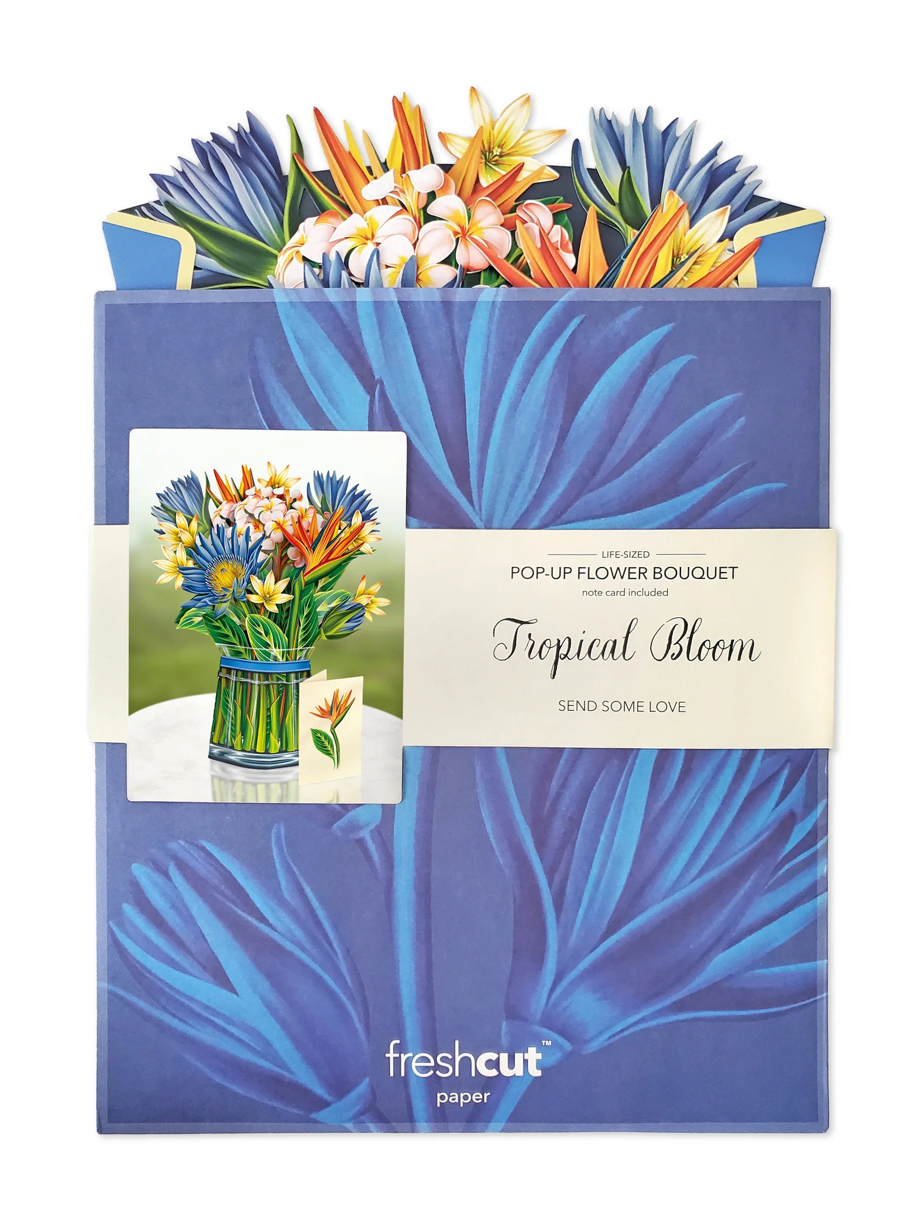 Tropical Blooms Pop Up Flower Bouquet Greeting Card    