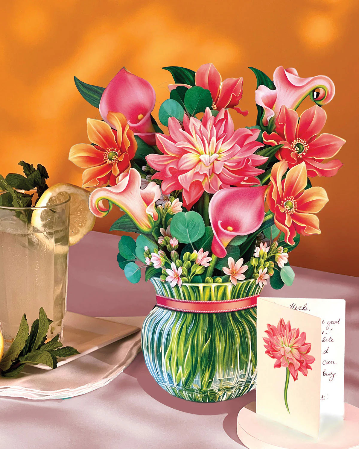Dear Dahlia Pop Up Flower Bouquet Greeting Card    
