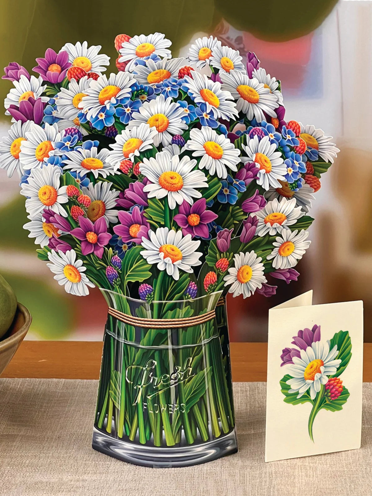 Field of Daisies Pop Up Flower Bouquet Greeting Card    