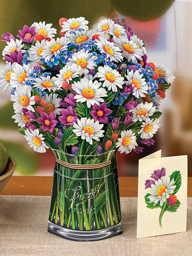 Field of Daisies Pop Up Flower Bouquet Greeting Card    