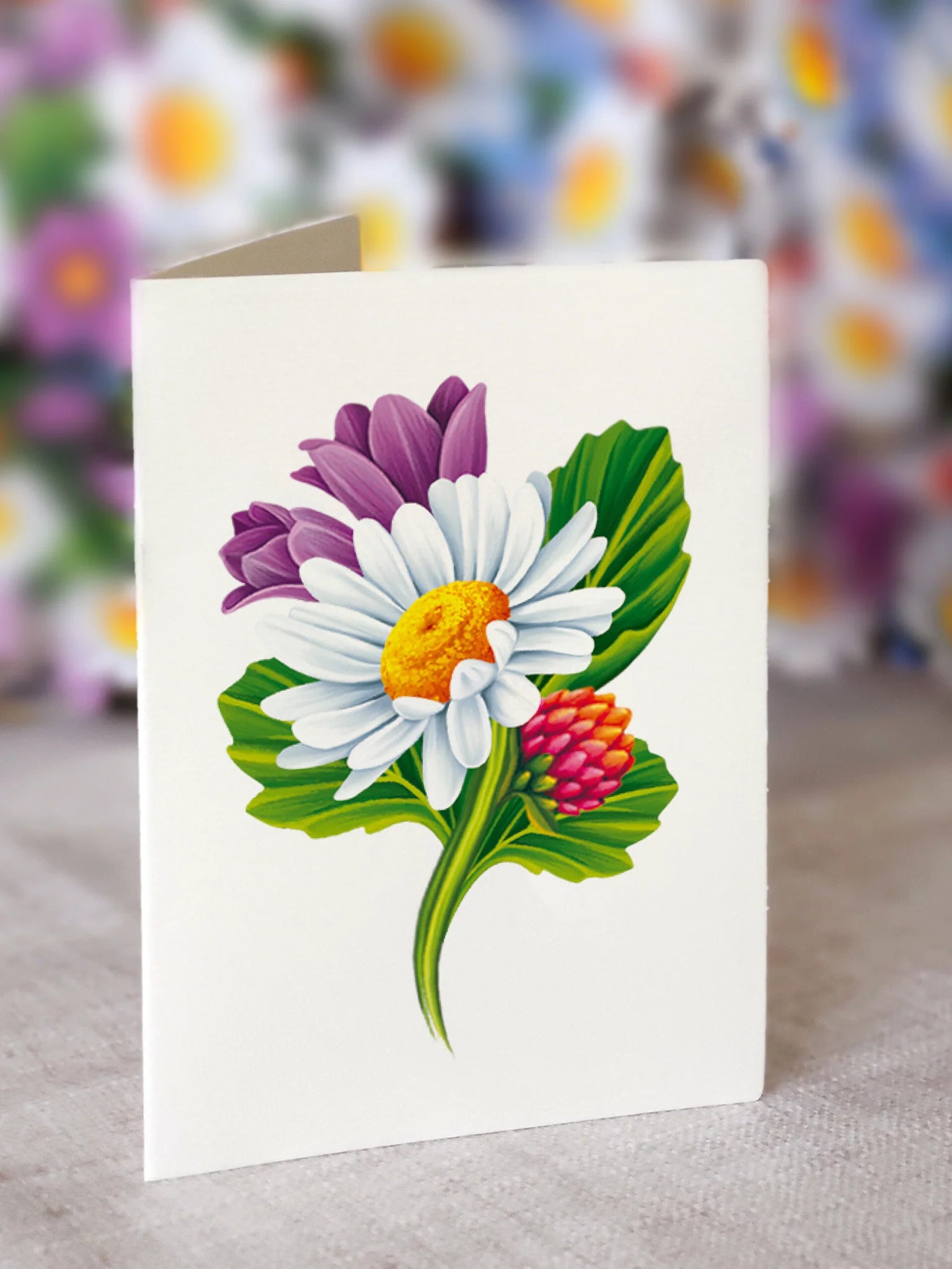 Field of Daisies Pop Up Flower Bouquet Greeting Card    